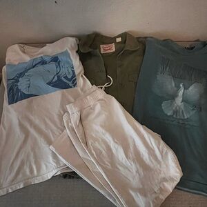 2 Casual T-Shirt and Pants Set with a jacket